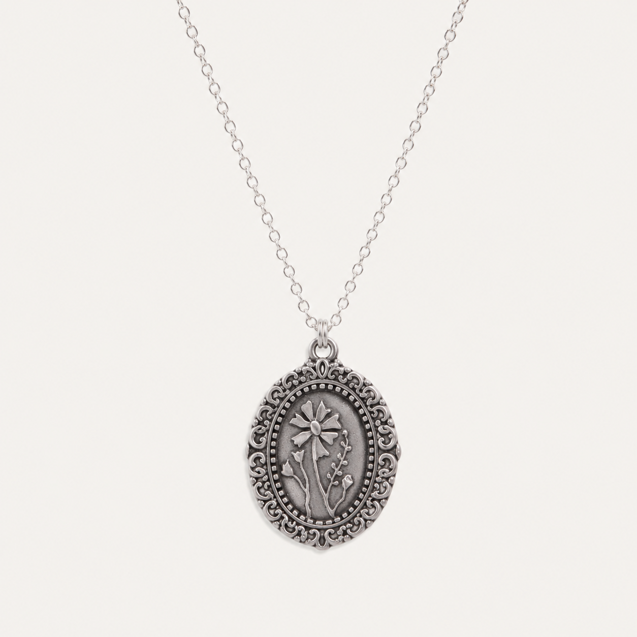 Vintage Cameo Necklace (Pewter)