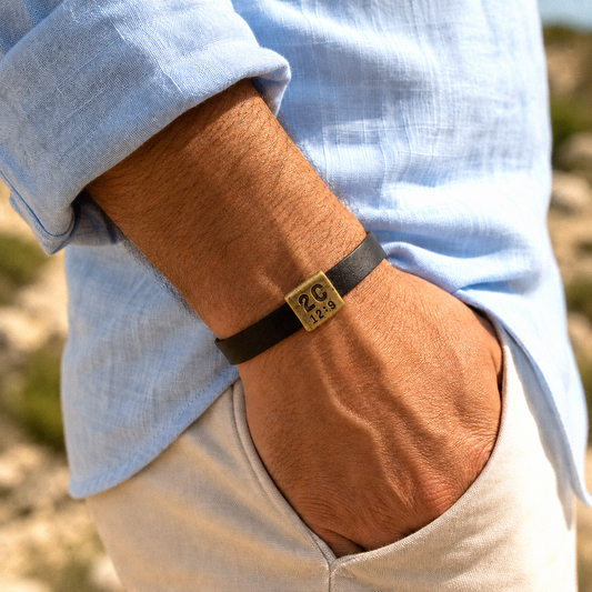 Equitable Leather Verse Bracelet (Black, Gold-Plated)
