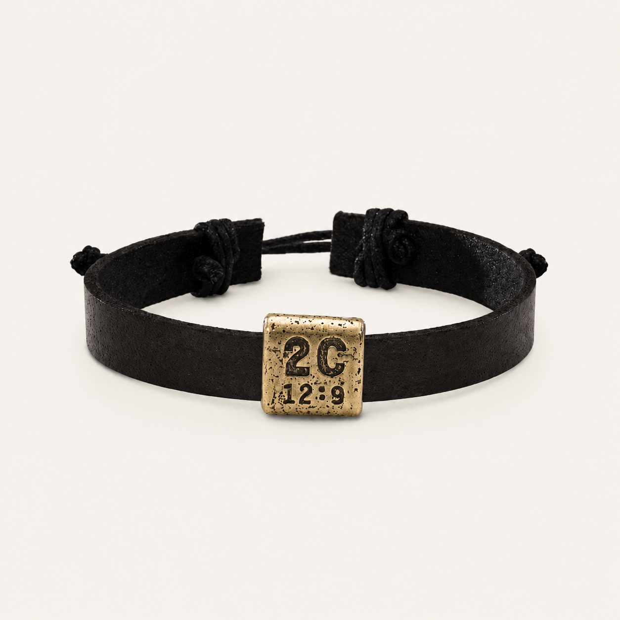 Equitable Leather Verse Bracelet (Black, Gold-Plated)