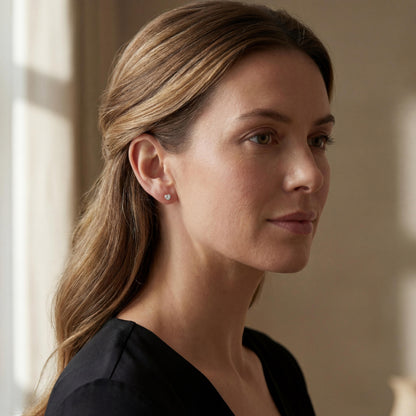 Diamond Glimmer Heart Earrings (Sterling Silver)