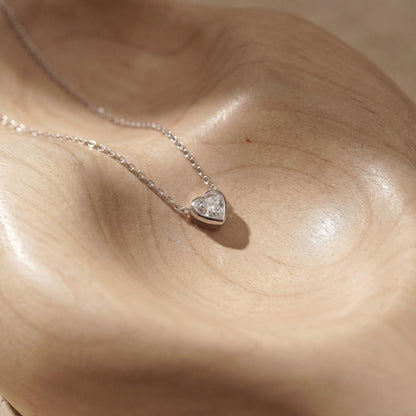 Diamond Glimmer Heart Pendant Necklace (Sterling Silver)