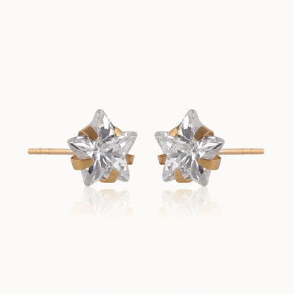 Swarovski Sparkle Star Earrings (9K Solid Gold)