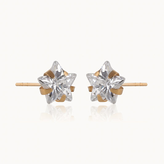 Swarovski Sparkle Star Earrings (9K Solid Gold)