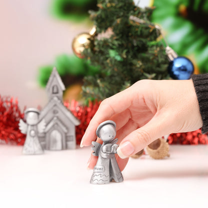 Personalized Safely Held Angel With Dog (Pewter)