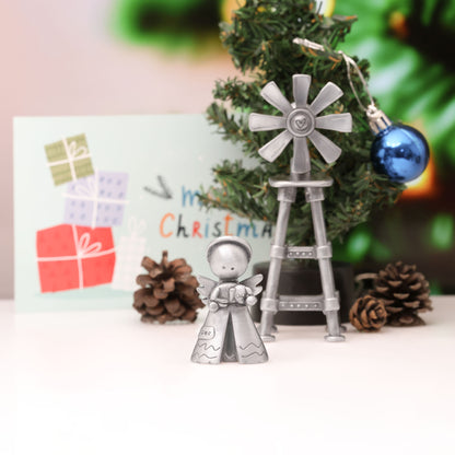 Personalized Safely Held Angel With Dog (Pewter)