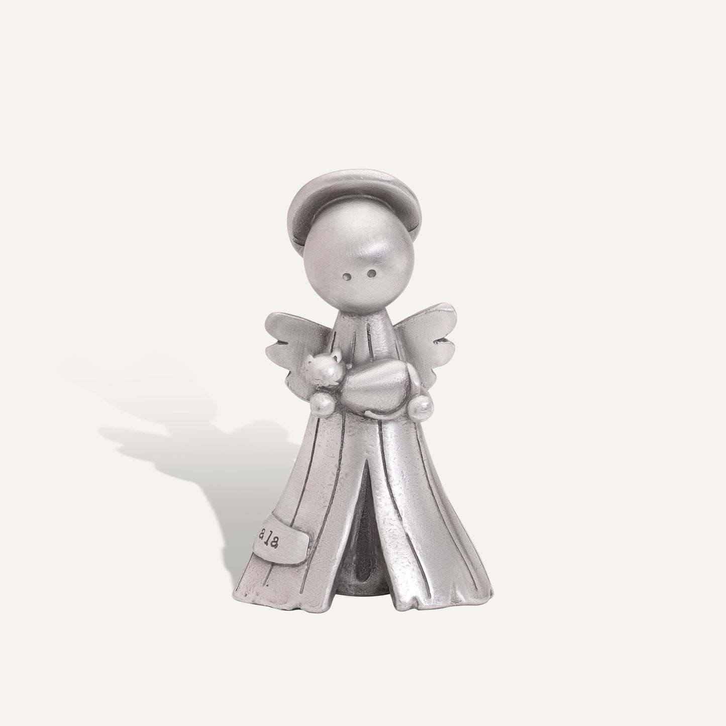 Personalized Safely Held Angel With Cat (Pewter)