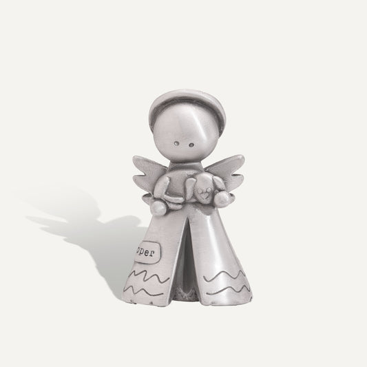 Personalized Safely Held Angel With Dog (Pewter)