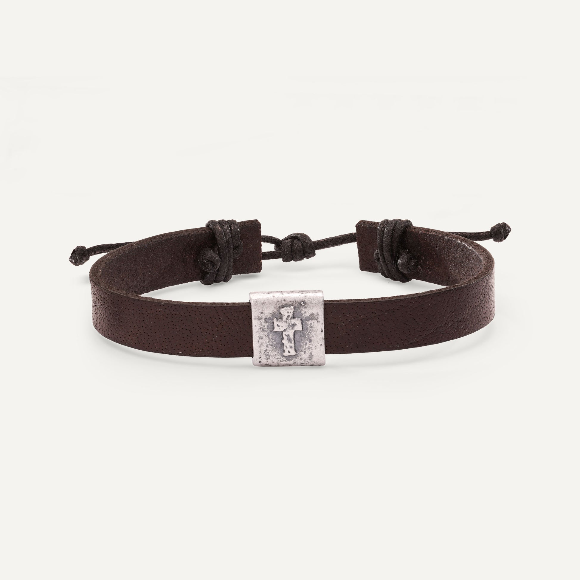 Equitable Leather Cross Bracelet (Dark Brown, Pewter) - Lisa Leonard Designs
