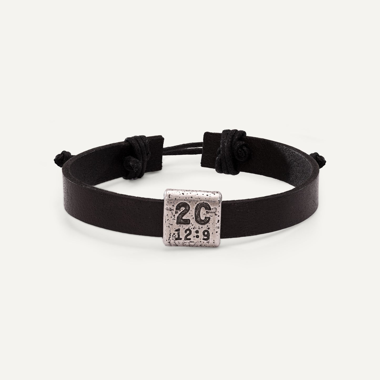 Equitable Leather Verse Bracelet (Black, Pewter)