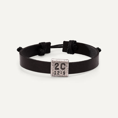 Equitable Leather Verse Bracelet (Black, Pewter)