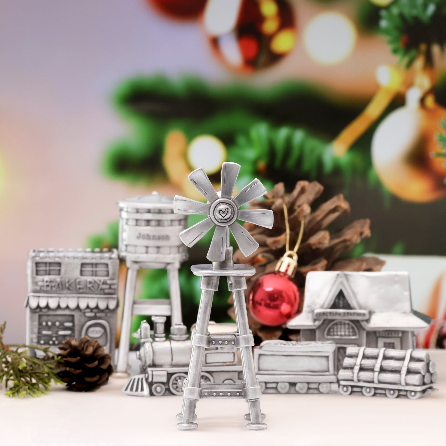 Working Windmill Winter Wonderland (Pewter)