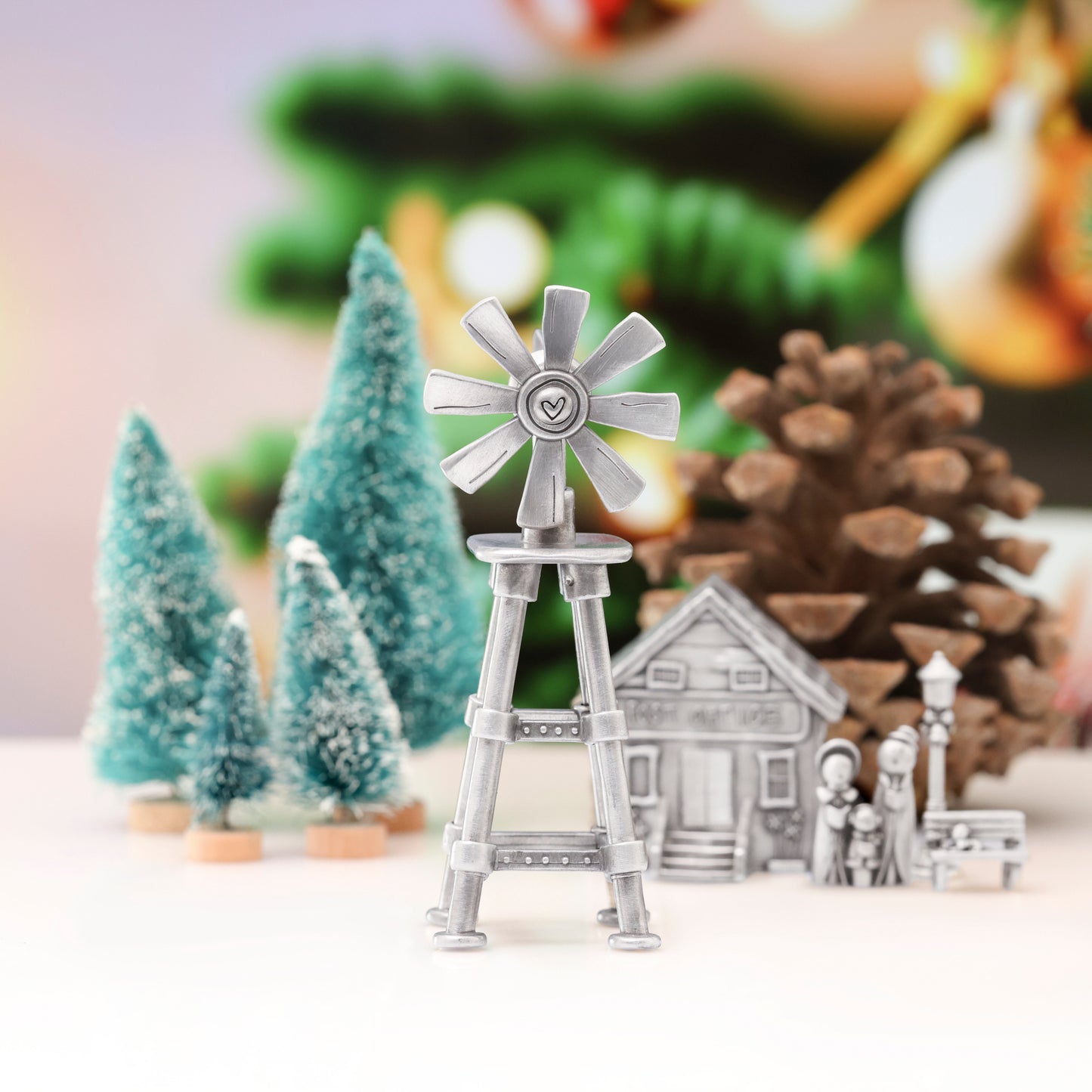 Working Windmill Winter Wonderland (Pewter)