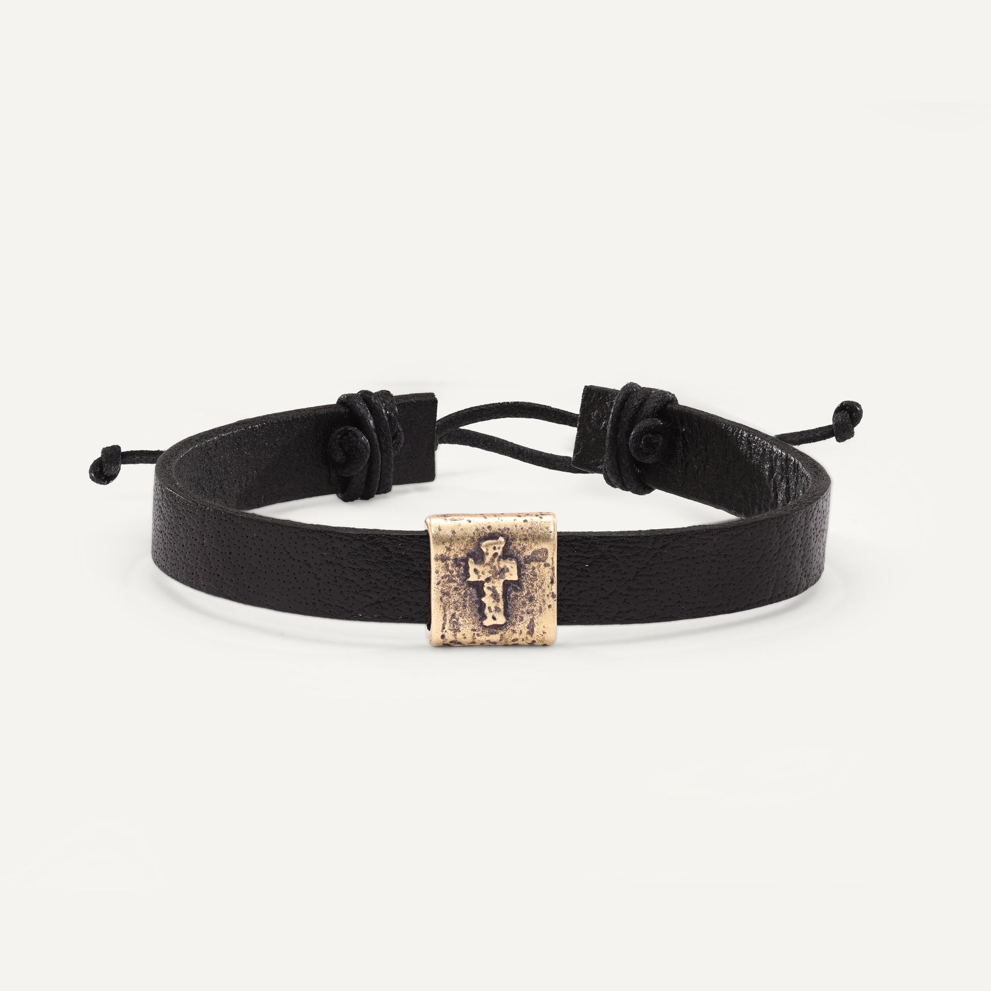 Equitable Leather Cross Bracelet (Black, Gold-Plated) - Lisa Leonard Designs