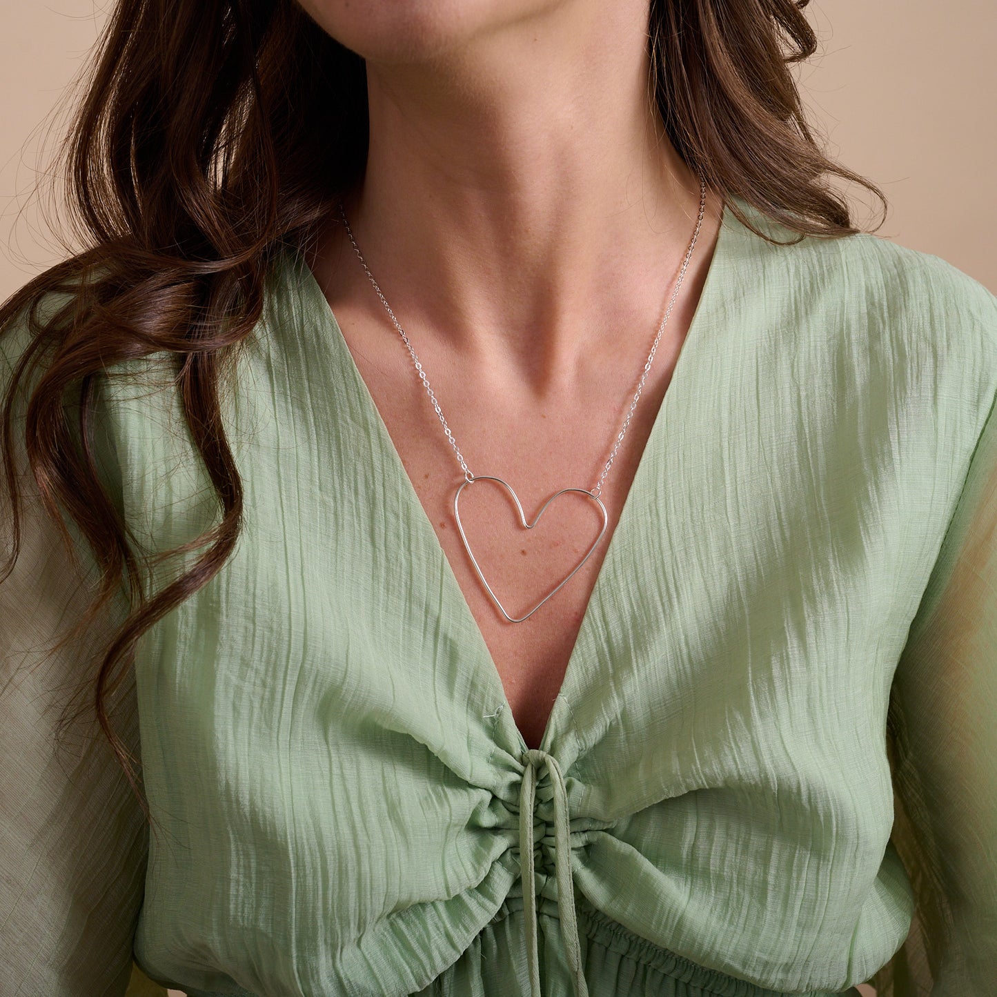 Large Peaceful Heart Necklace (Sterling Silver)