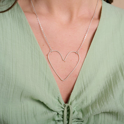 Large Peaceful Heart Necklace (Sterling Silver)