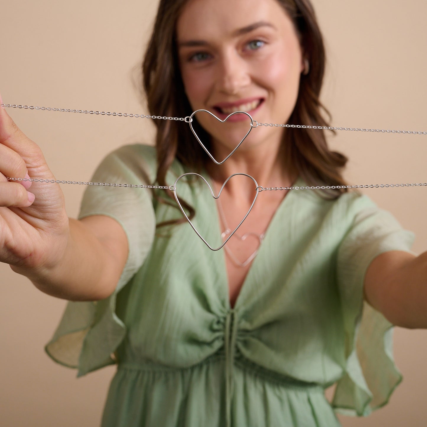 Large Peaceful Heart Necklace (Sterling Silver)