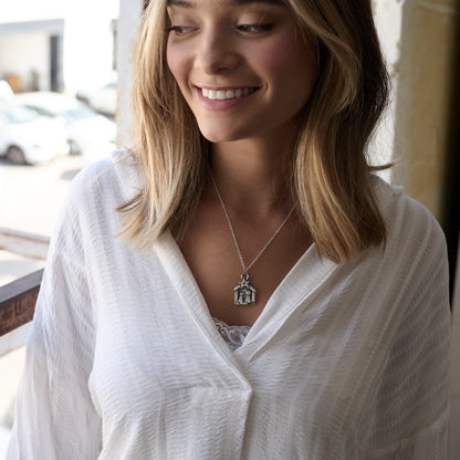 A Savior is Born Nativity Necklace (Pewter)