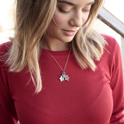 Boughs Of Holly Necklace (Pewter)
