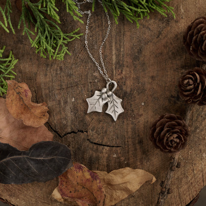 Boughs Of Holly Necklace (Pewter)