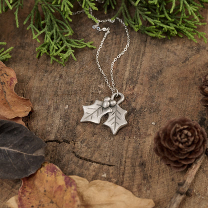 Boughs Of Holly Necklace (Pewter)