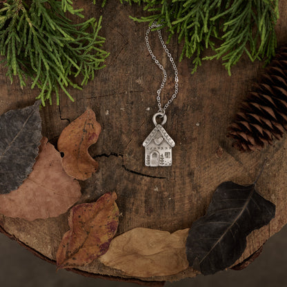 Gingerbread House Necklace (Pewter)