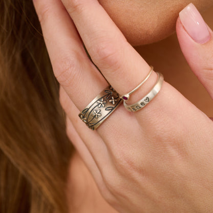 Vintage Botanicals Adjustable Ring (Sterling Silver)
