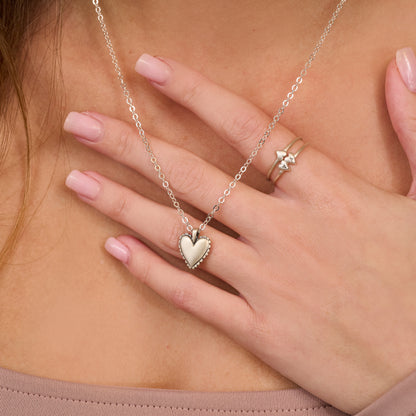 Scalloped Heart Necklace (Sterling Silver)