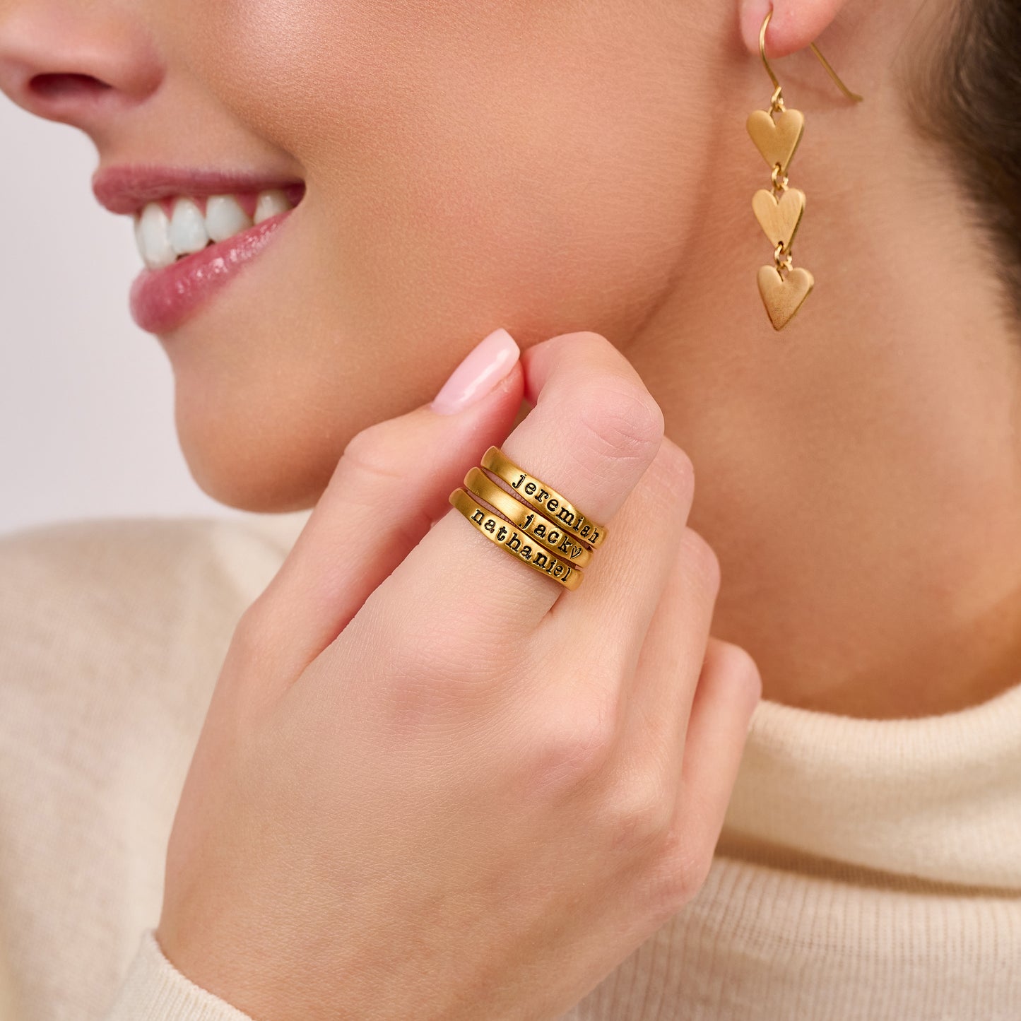Stacking Name Ring Trio (Gold Plated)
