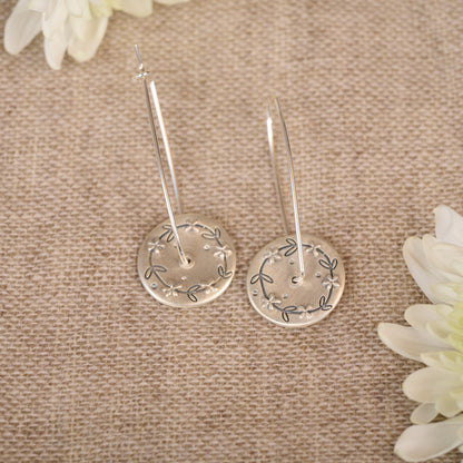 Floral Button Earrings (Sterling Silver)