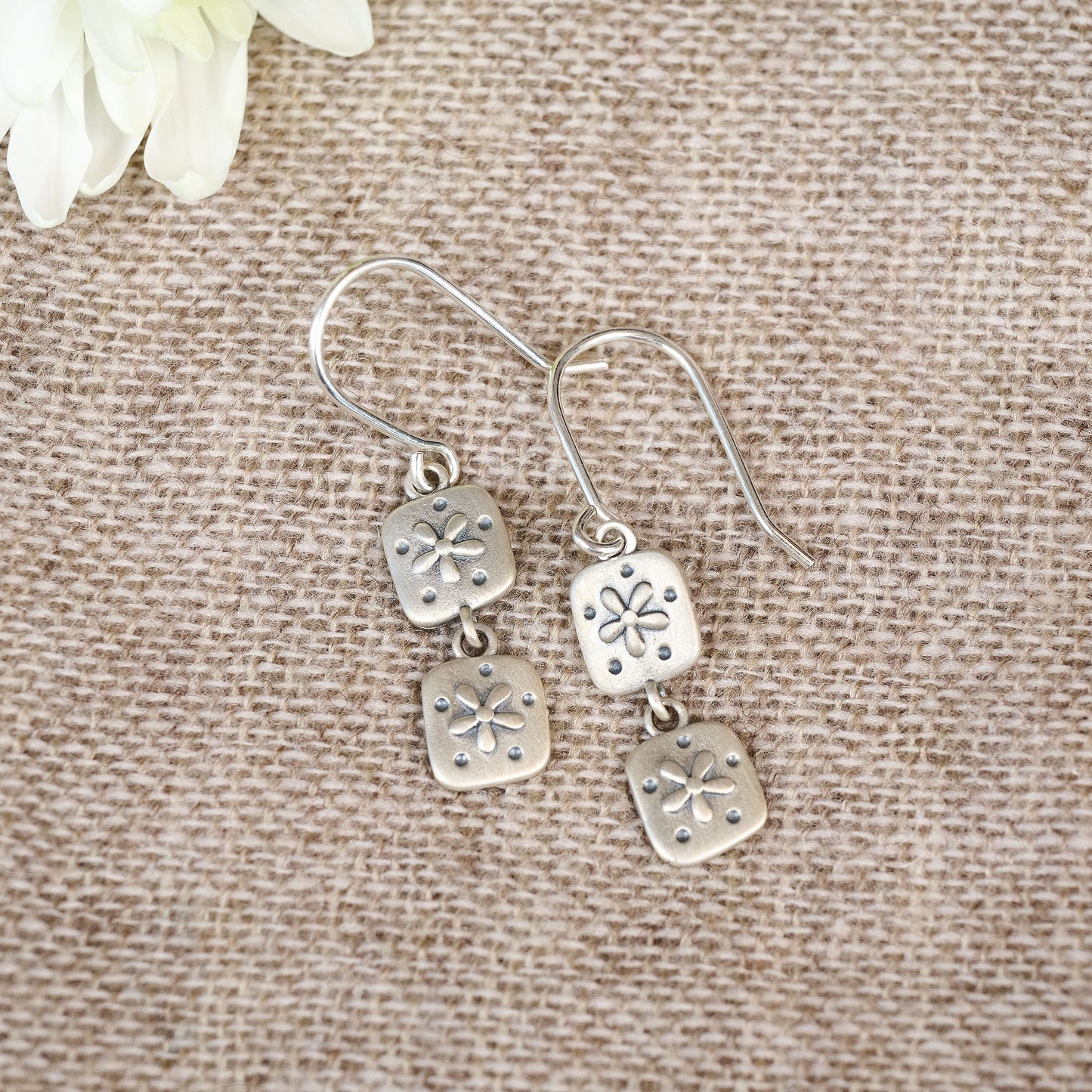 Dainty Wildflowers Drop Earrings (Sterling Silver)