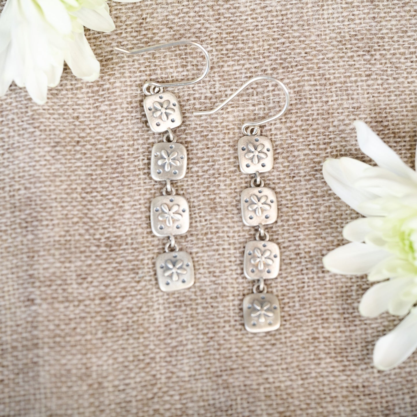 Dainty Wildflowers Drop Earrings (Sterling Silver)