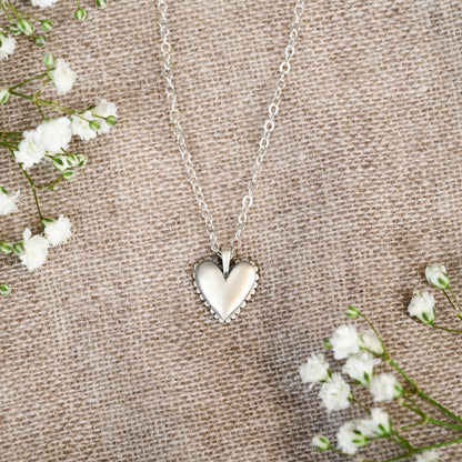 Scalloped Heart Necklace (Sterling Silver)