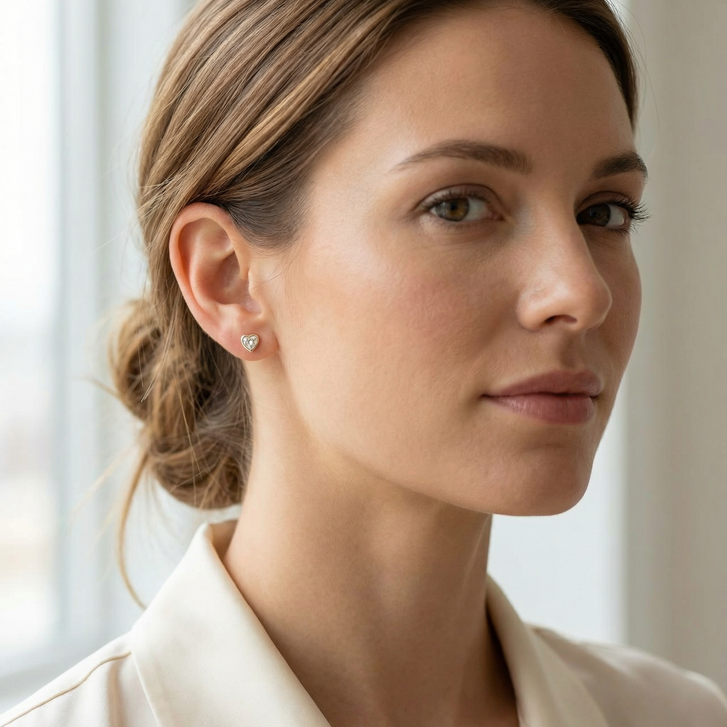 Diamond Glimmer Heart Earrings (14K Solid Gold)