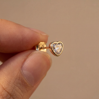 Diamond Glimmer Heart Earrings (14K Solid Gold)