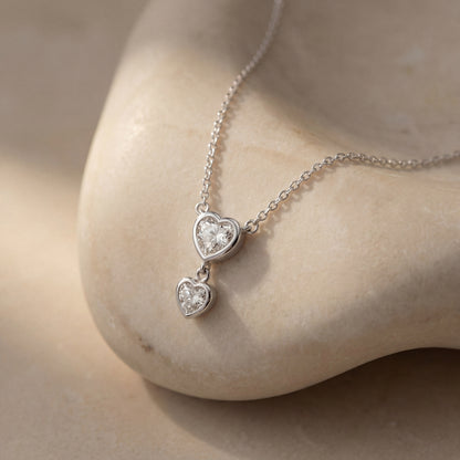 Diamond Glimmer Heart Necklace (Sterling Silver)