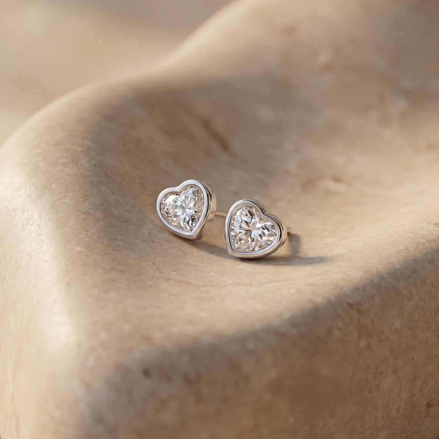 Diamond Glimmer Heart Earrings (Sterling Silver)