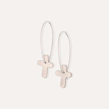 Classic Cross Hoop Earrings (Sterling Silver)