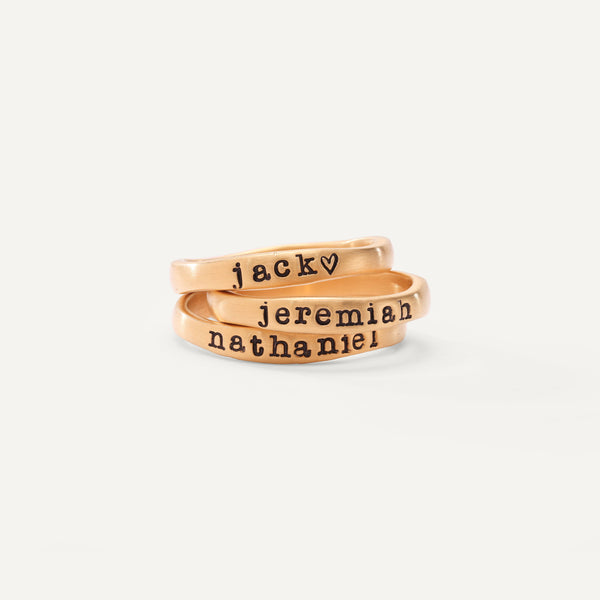 Stacking Name Ring Trio (Gold Plated)