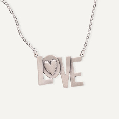 Block Letter Love Necklace (Sterling Silver)