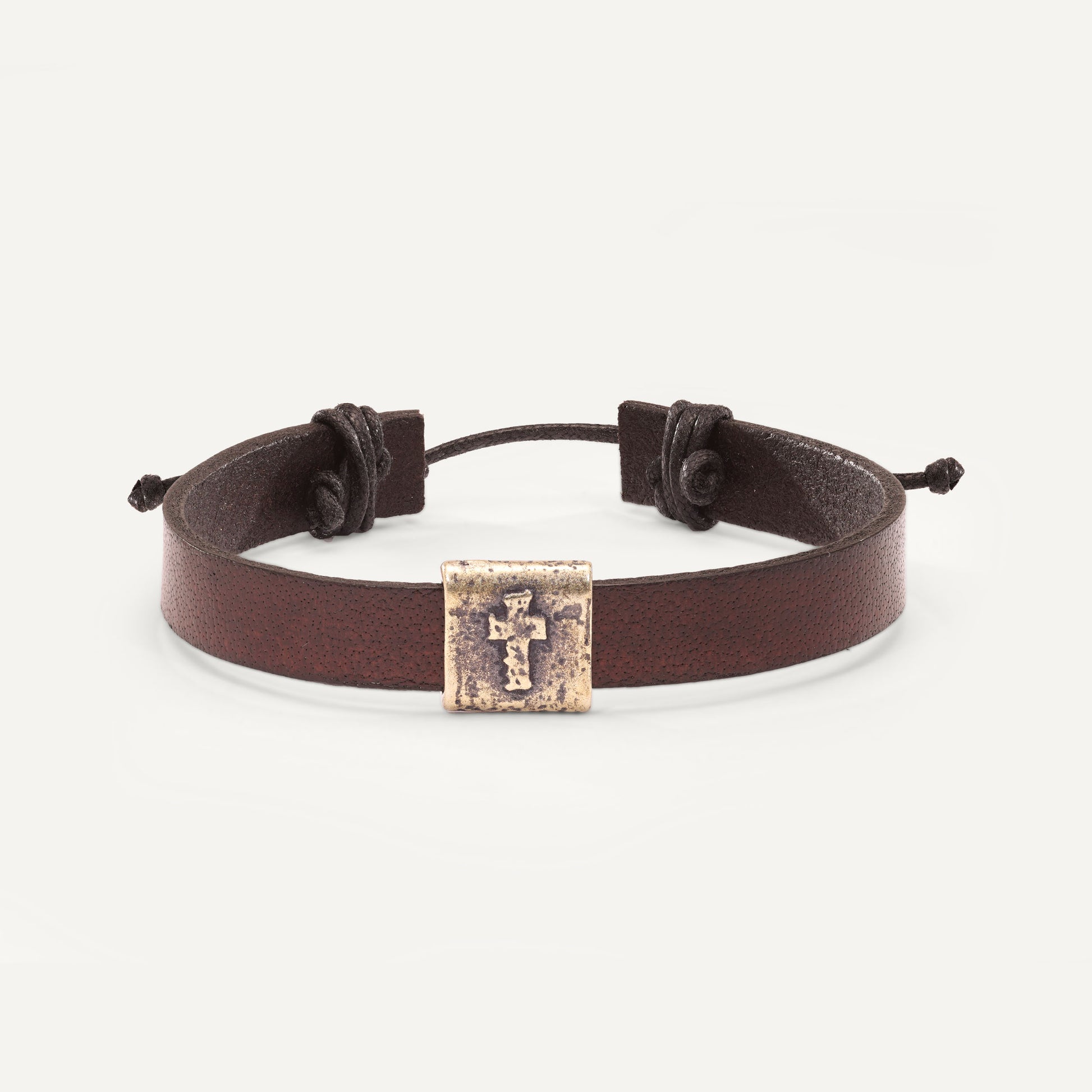 Equitable Leather Cross Bracelet (Dark Brown, Gold-Plated) - Lisa Leonard Designs