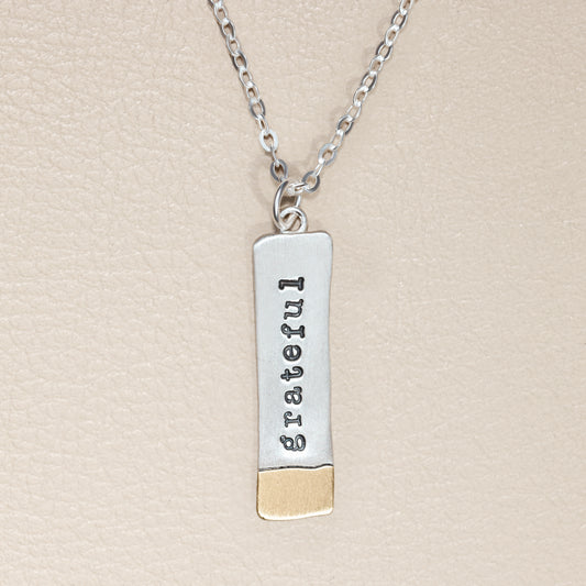 Gold Dipped Bar Necklace  (Sterling Silver & 14K Solid Gold)