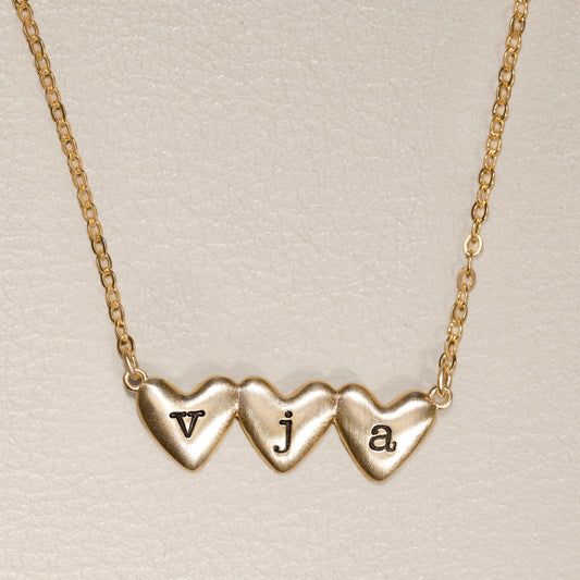 Kindred Hearts Initials Necklace (Gold Plated)