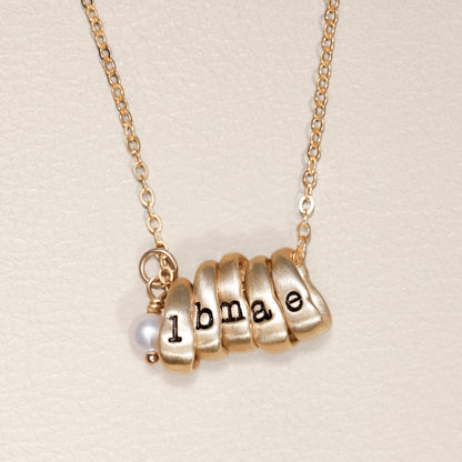 Itty Bitty Initial Ring Charms Necklace  {Gold Plated}