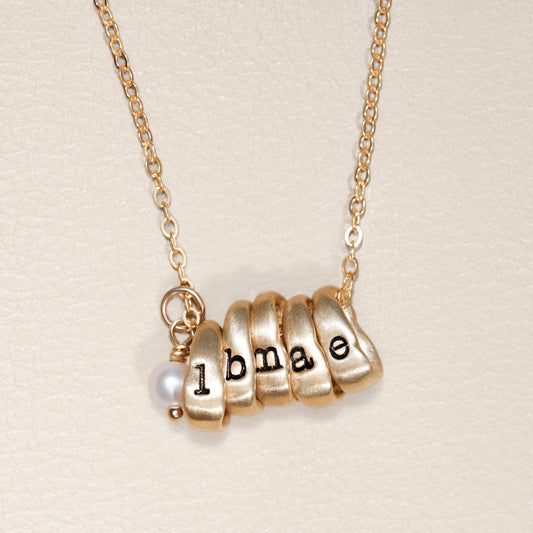 Itty Bitty Initial Ring Charms Necklace  (Gold Plated)