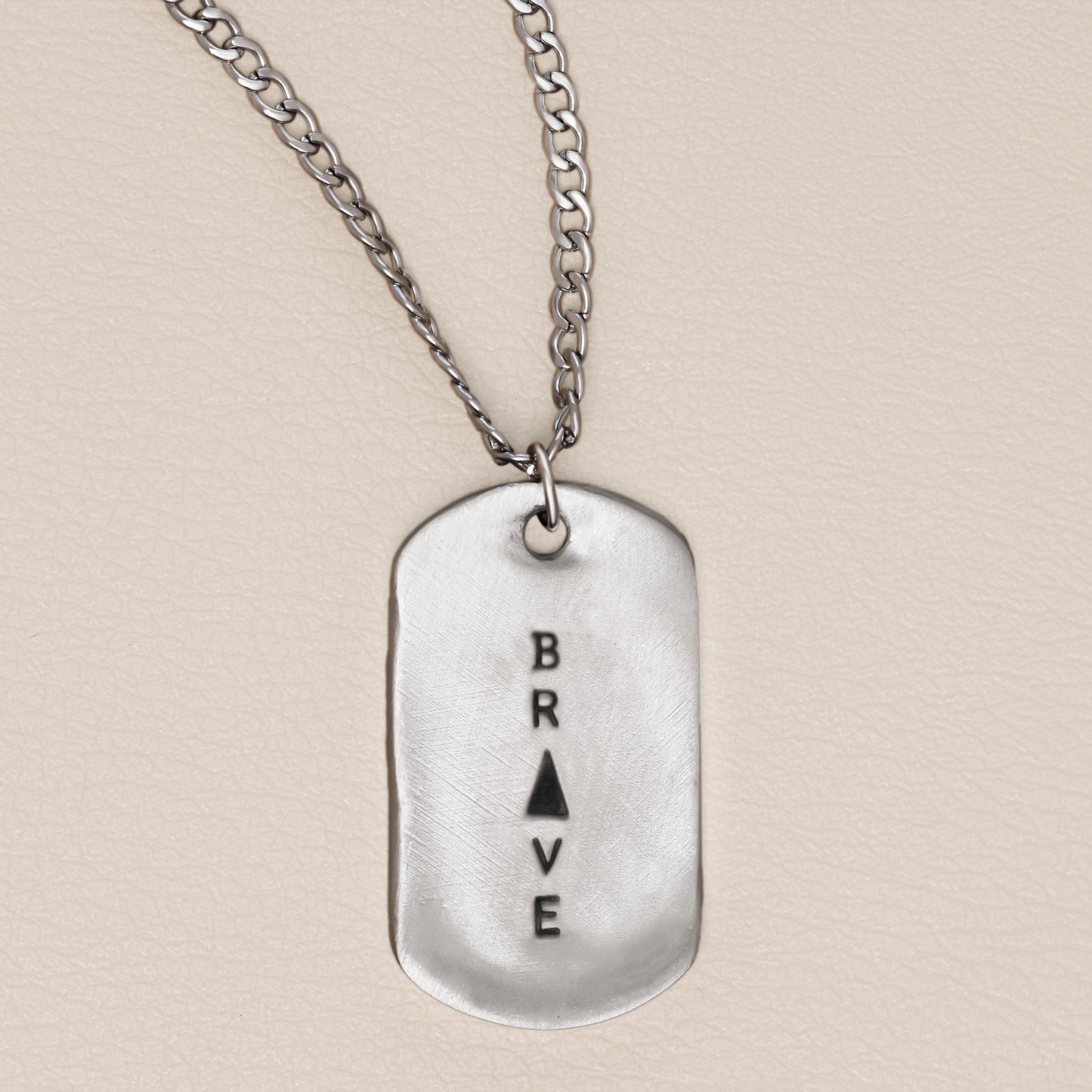 Live Brave Dog Tag Necklace [Pewter]