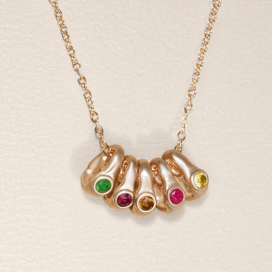 Itty Bitty Birthstone Ring Charms Necklace (Gold Plated)