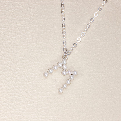 Sweet Pearl Initial Necklace  (Sterling Silver)