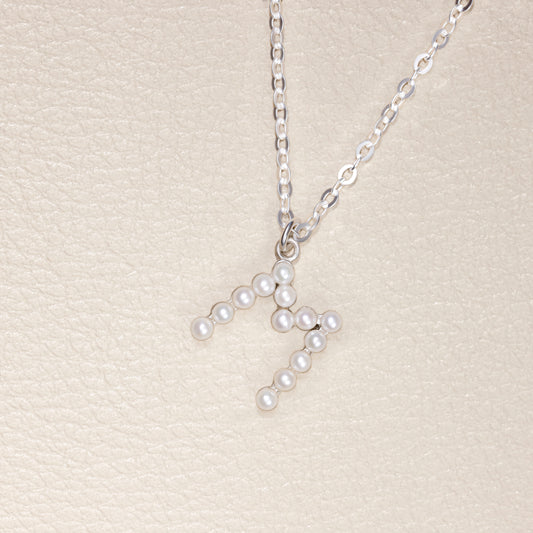 Sweet Pearl Initial Necklace  (Sterling Silver)