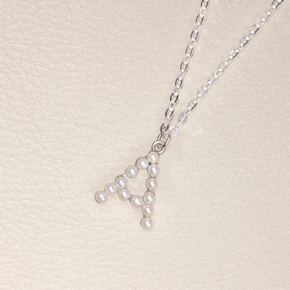 Sweet Pearl Initial Necklace  (Sterling Silver)