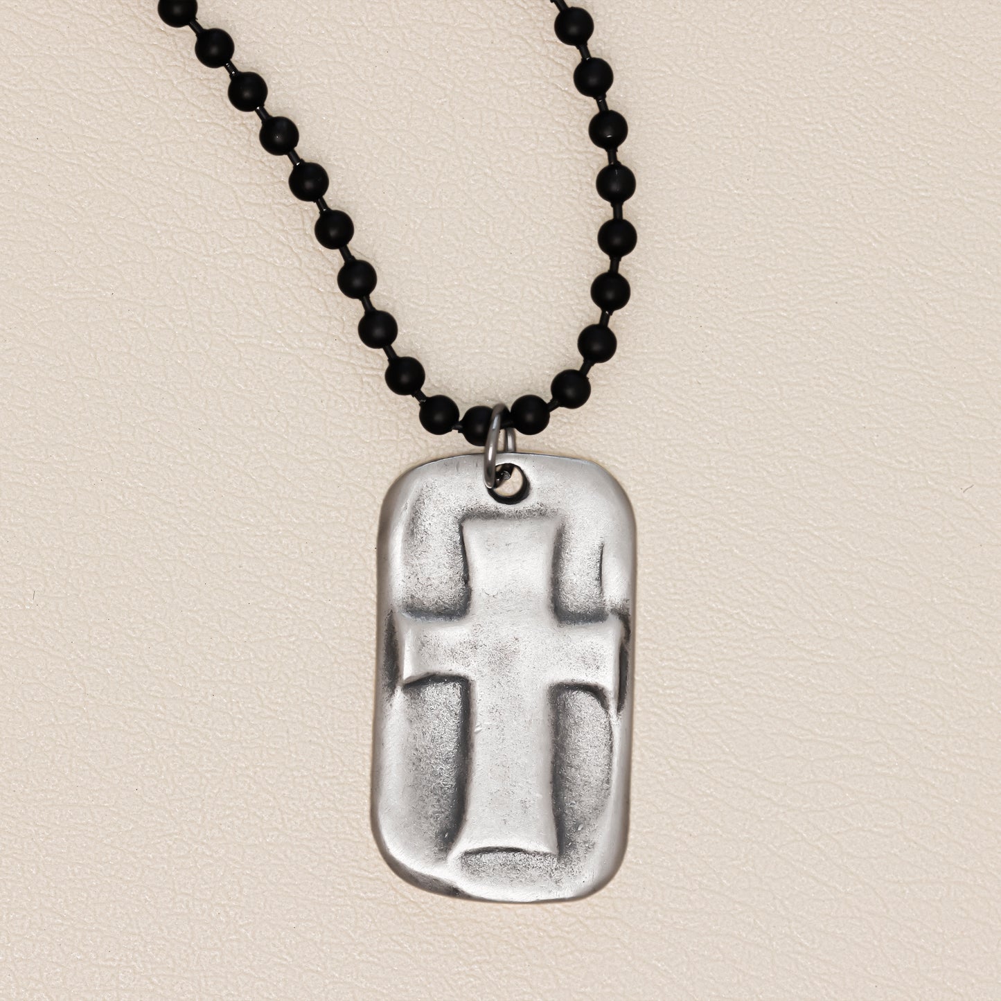 Prevail Cross Dog Tag Necklace (Sterling Silver)